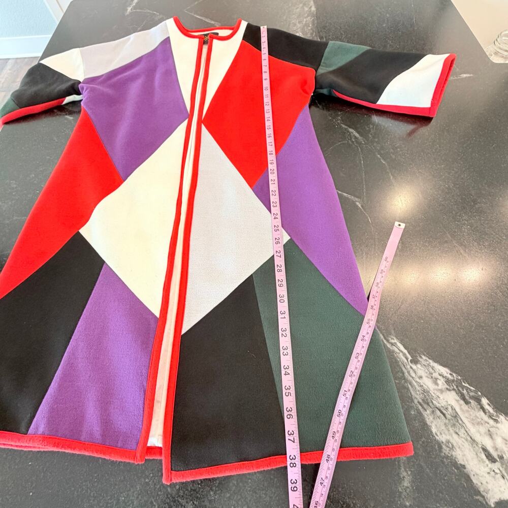 Vintage Chloe Paris Mod Colorblock Swing Coat Designer Trapeze M - Picture 12 of 12